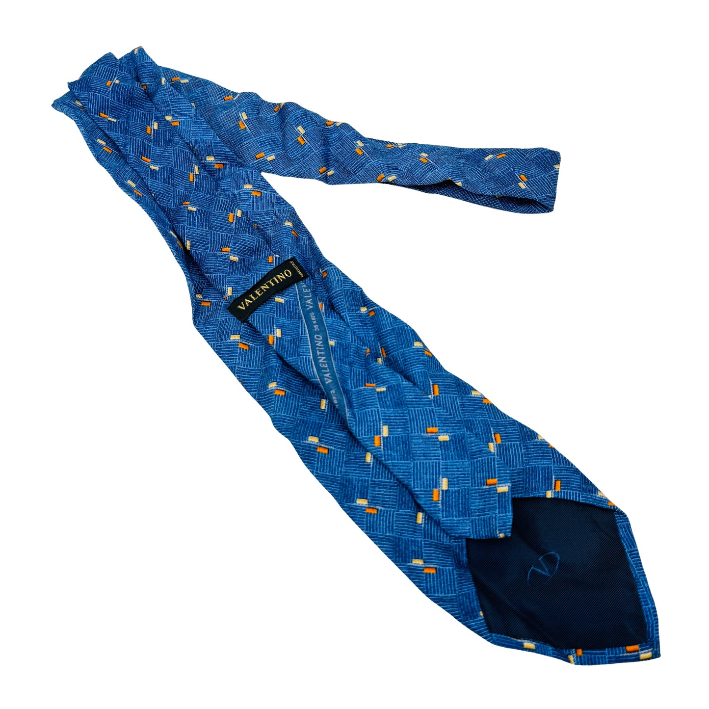 Valentino Blue 'Geometric Woven Pattern' Silk Tie (Size Regular)