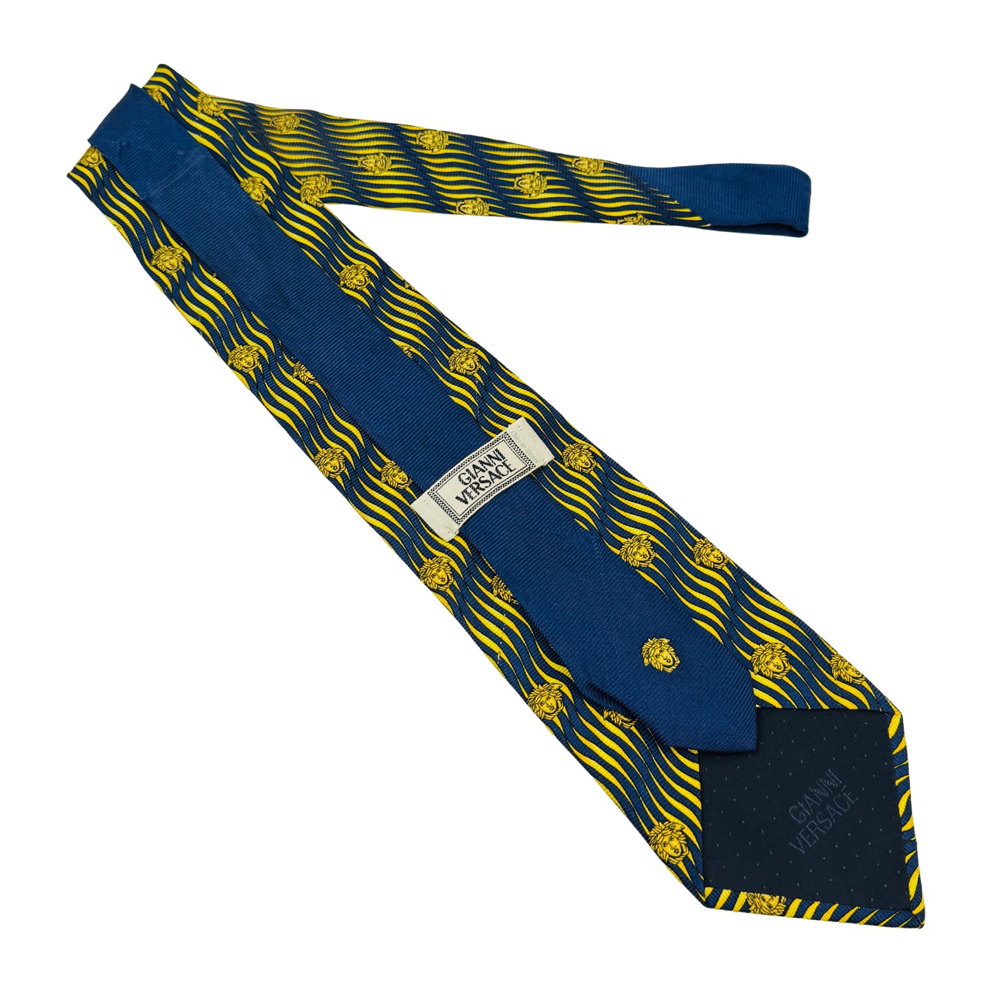 Versace Navy 'Wave Pattern' Silk Tie (Size Regular)