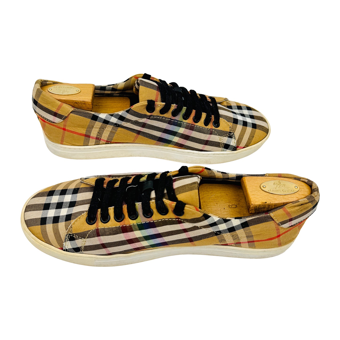 Burberry Rainbow Check Canvas Low-Top Sneakers (Size 43/43.5)