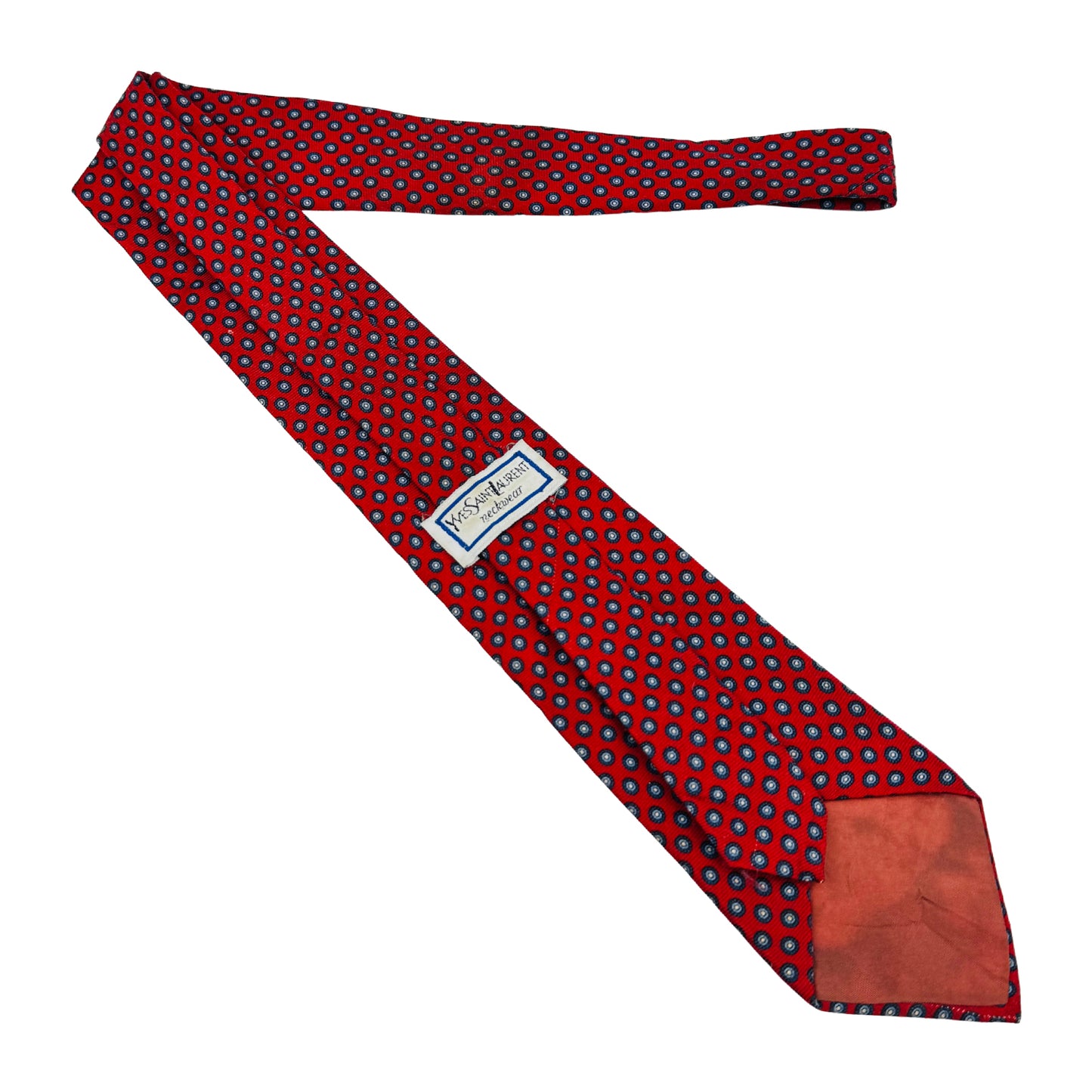 Yves Saint Laurent Red 'Navy Circular Pattern' Tie (Size Regular)