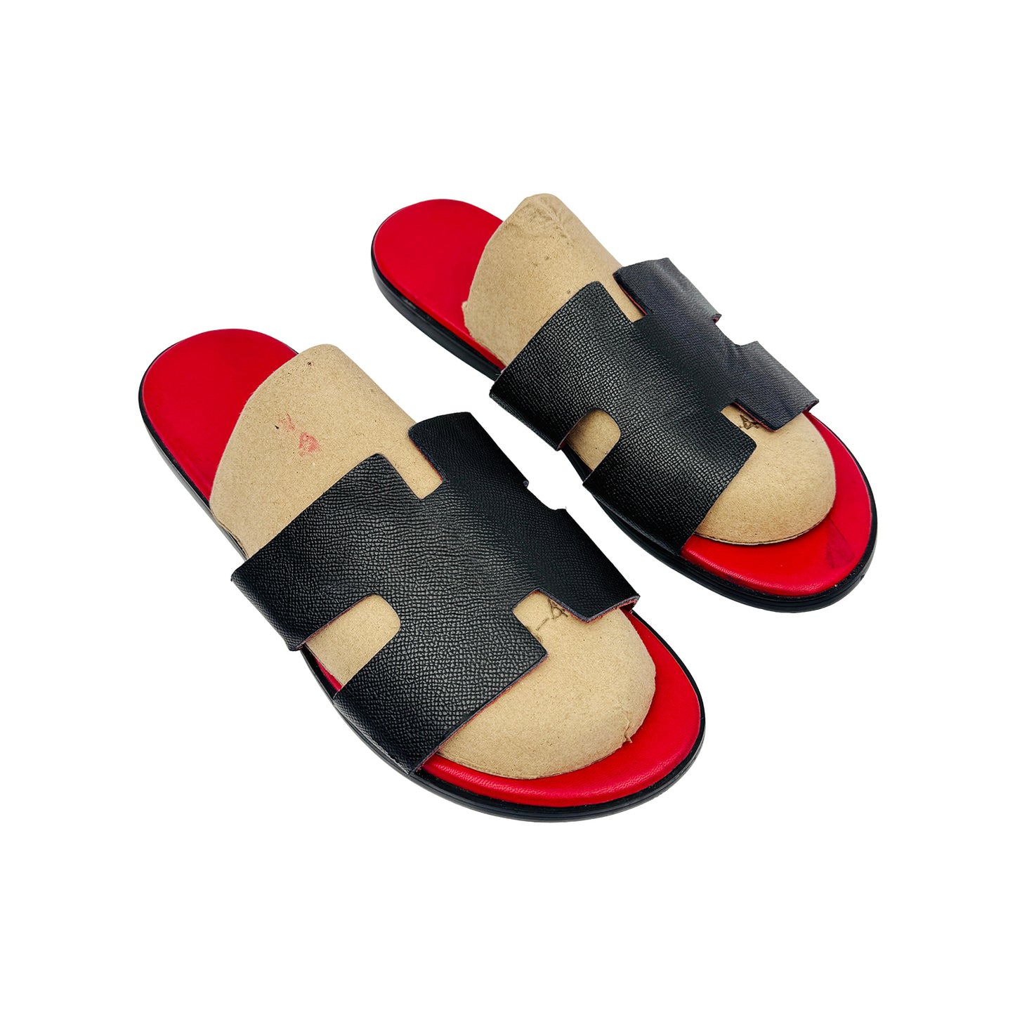 Hermes Men's Oran Red Black Sandal Slides (Size 45/46)