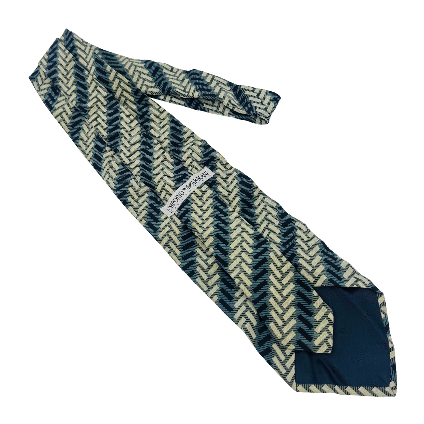 Emporio Armani Teal Blue 'Chevron Stripes' Tie (Size Regular)