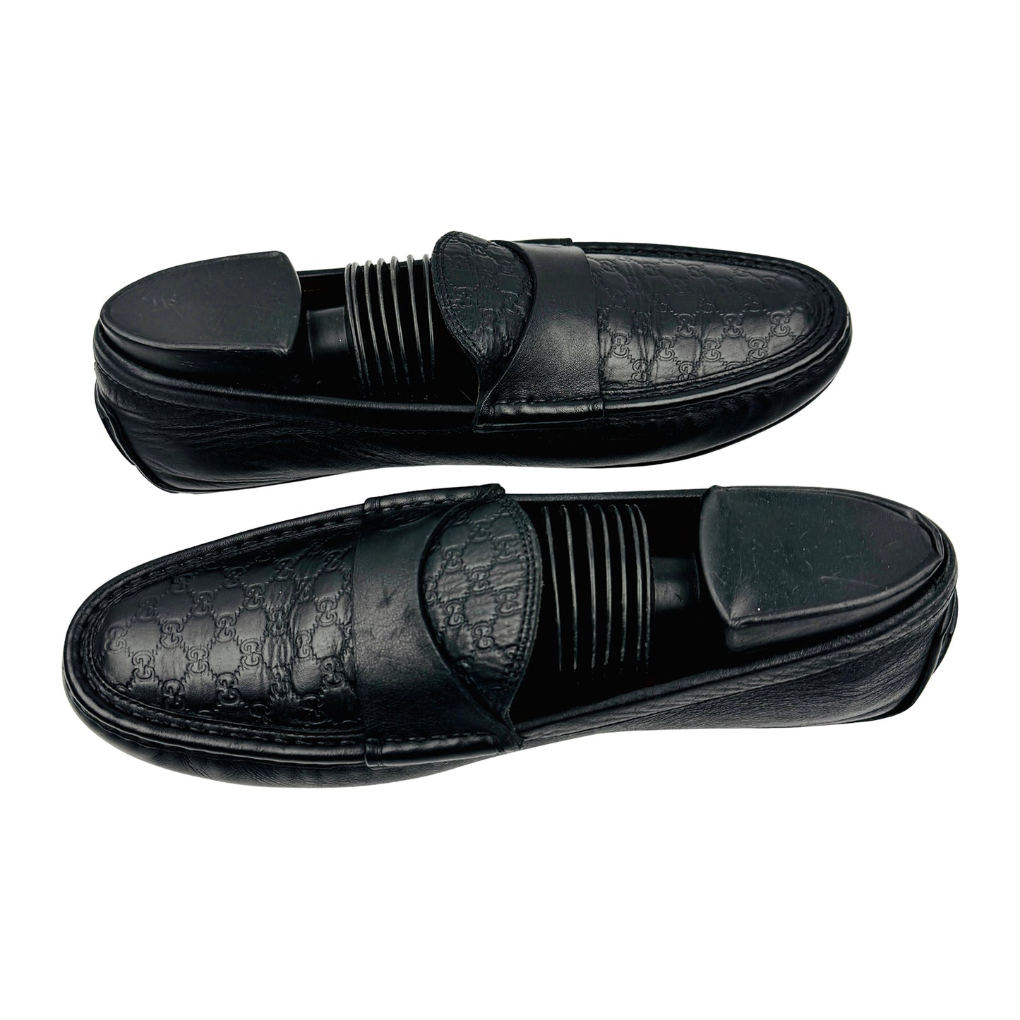 Gucci Black Guccissima Leather Driving Loafers (Size 38.5/39)