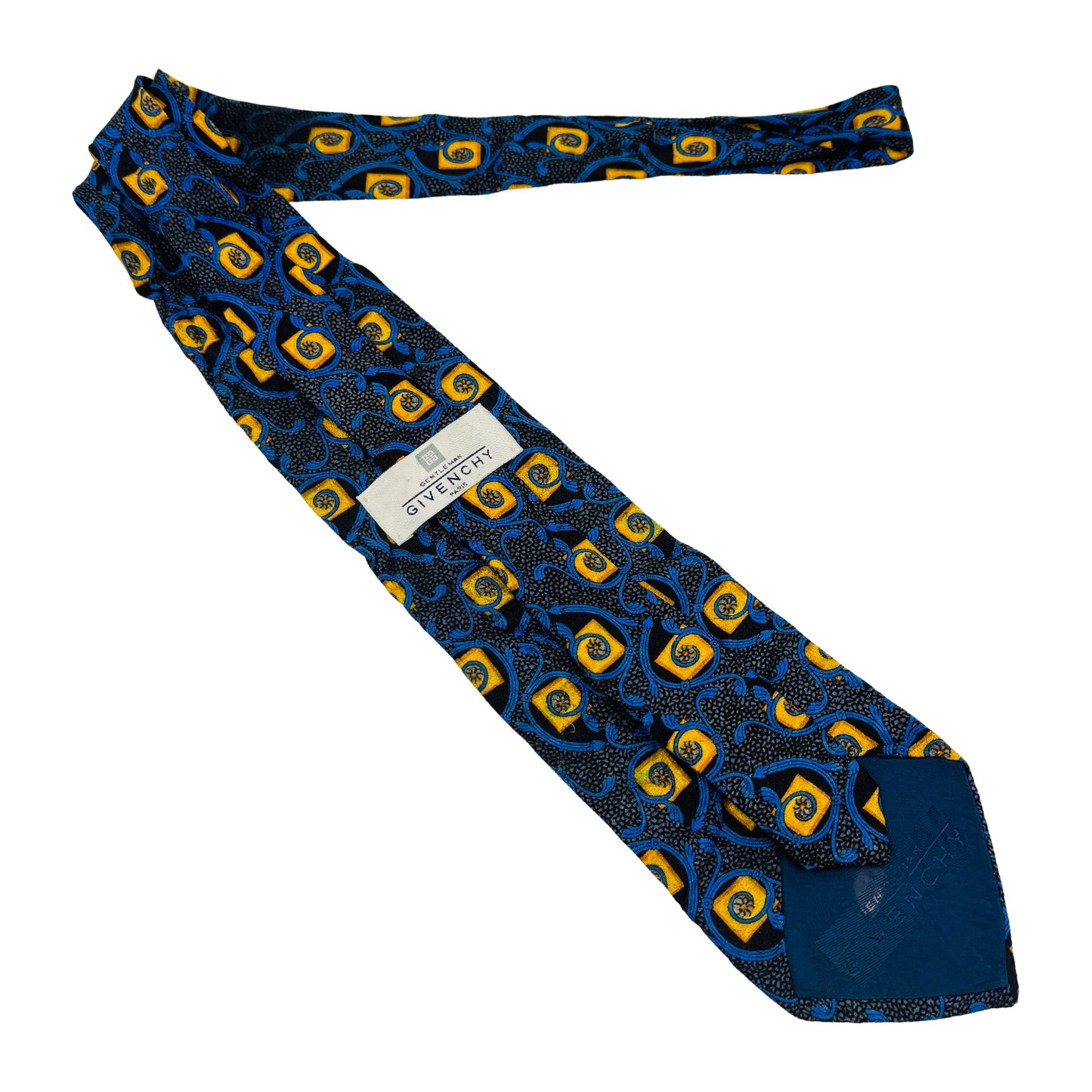 Givenchy Deep Navy Blue 'Geometric Swirl Pattern' Tie (Size Regular)