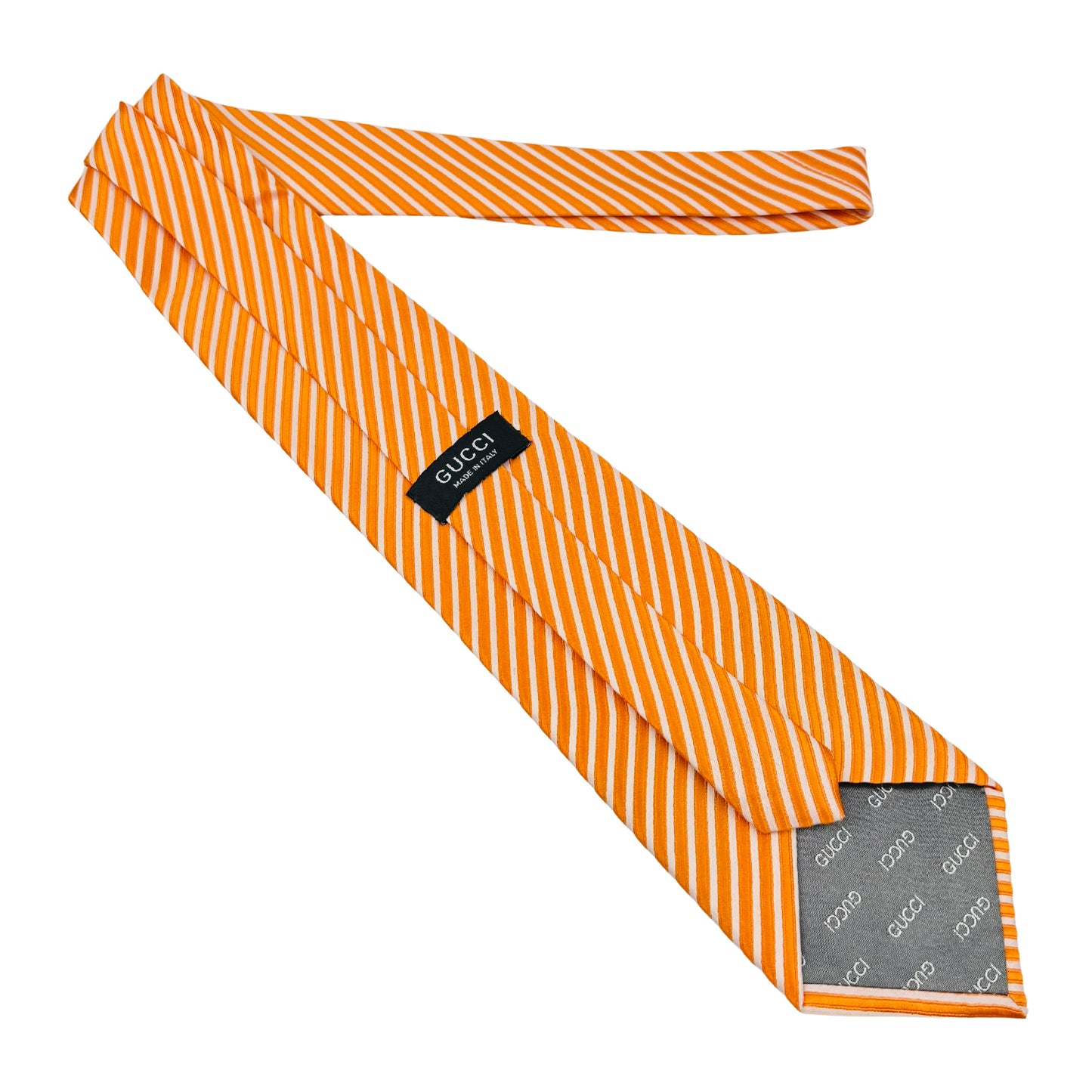 Gucci Orange 'Diagonal Stripes' Tie (Size Regular)