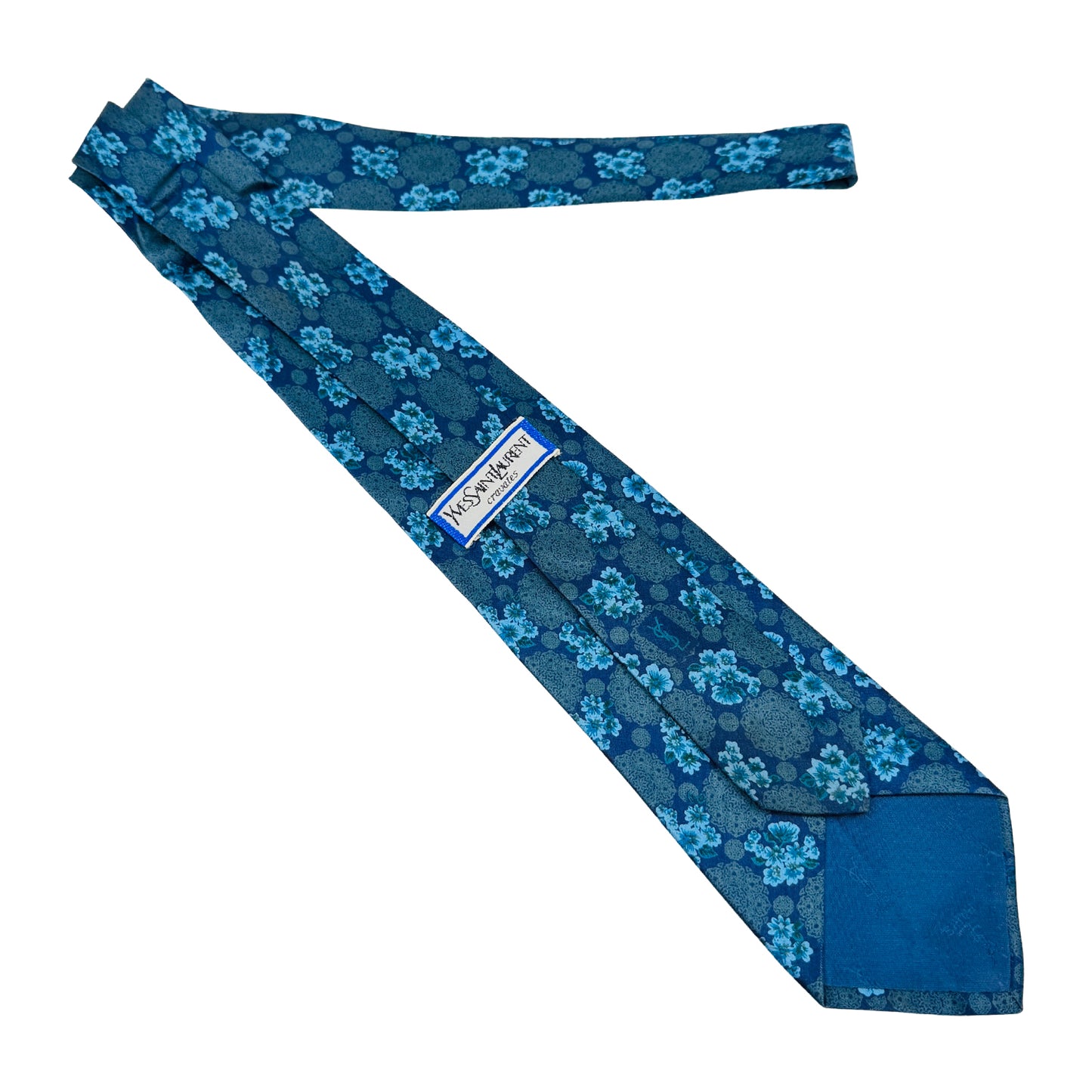 Yves Saint Laurent Navy Blue 'Floral Pattern' Tie (Size Regular)