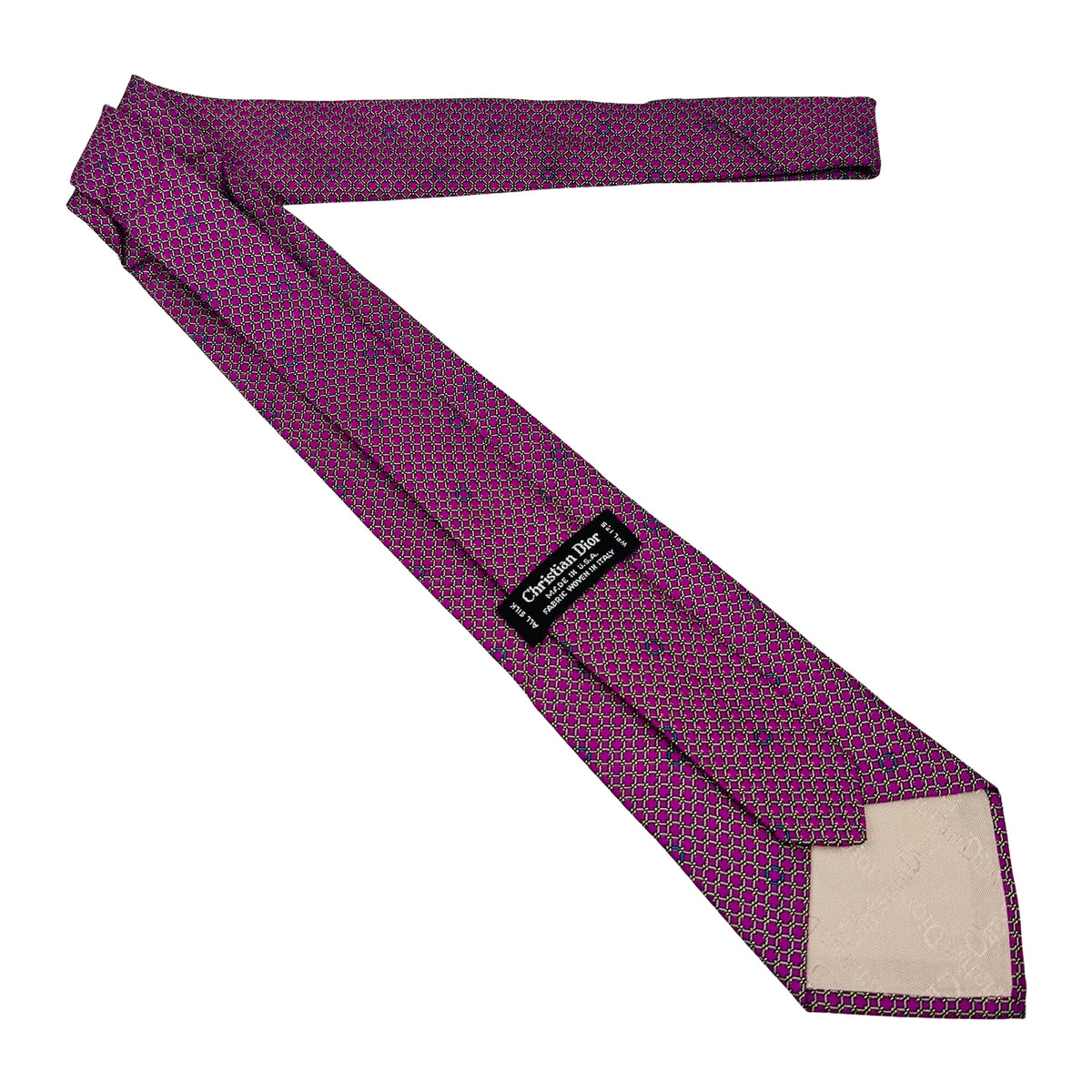 Christian Dior Fuchsia 'Geometric Pattern' Silk Tie (Size Regular)