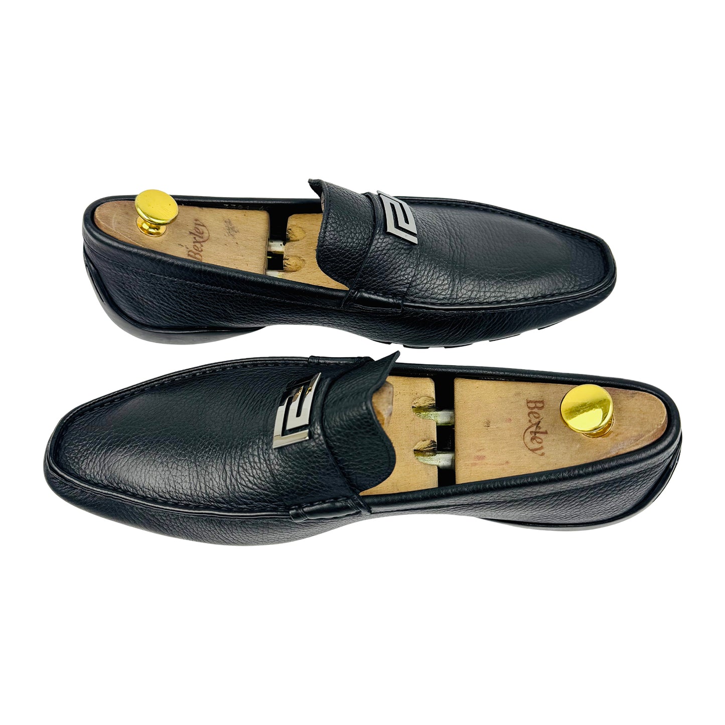 Versace Men's Black Grained leather Loafers (Size 42.5/43)