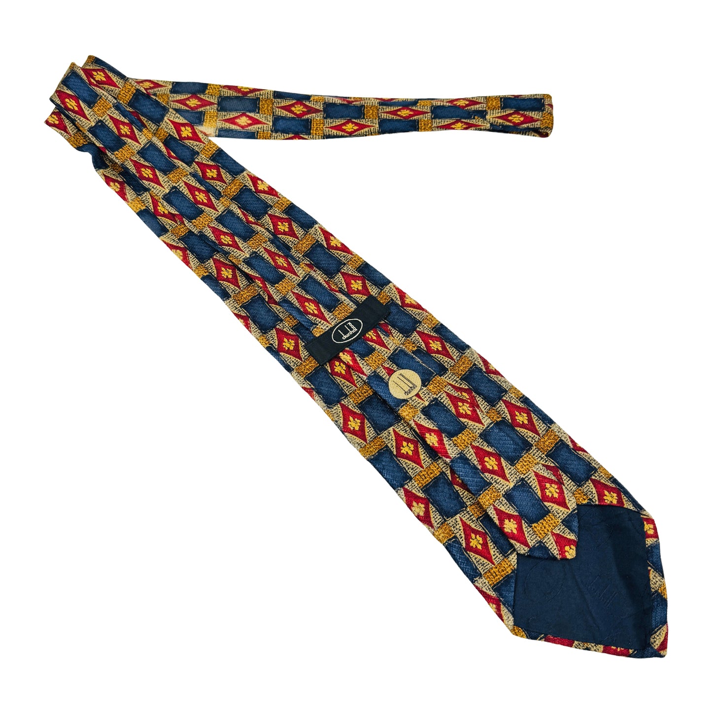 Dunhill Navy 'Geometric Pattern' Tie (Size Regular)