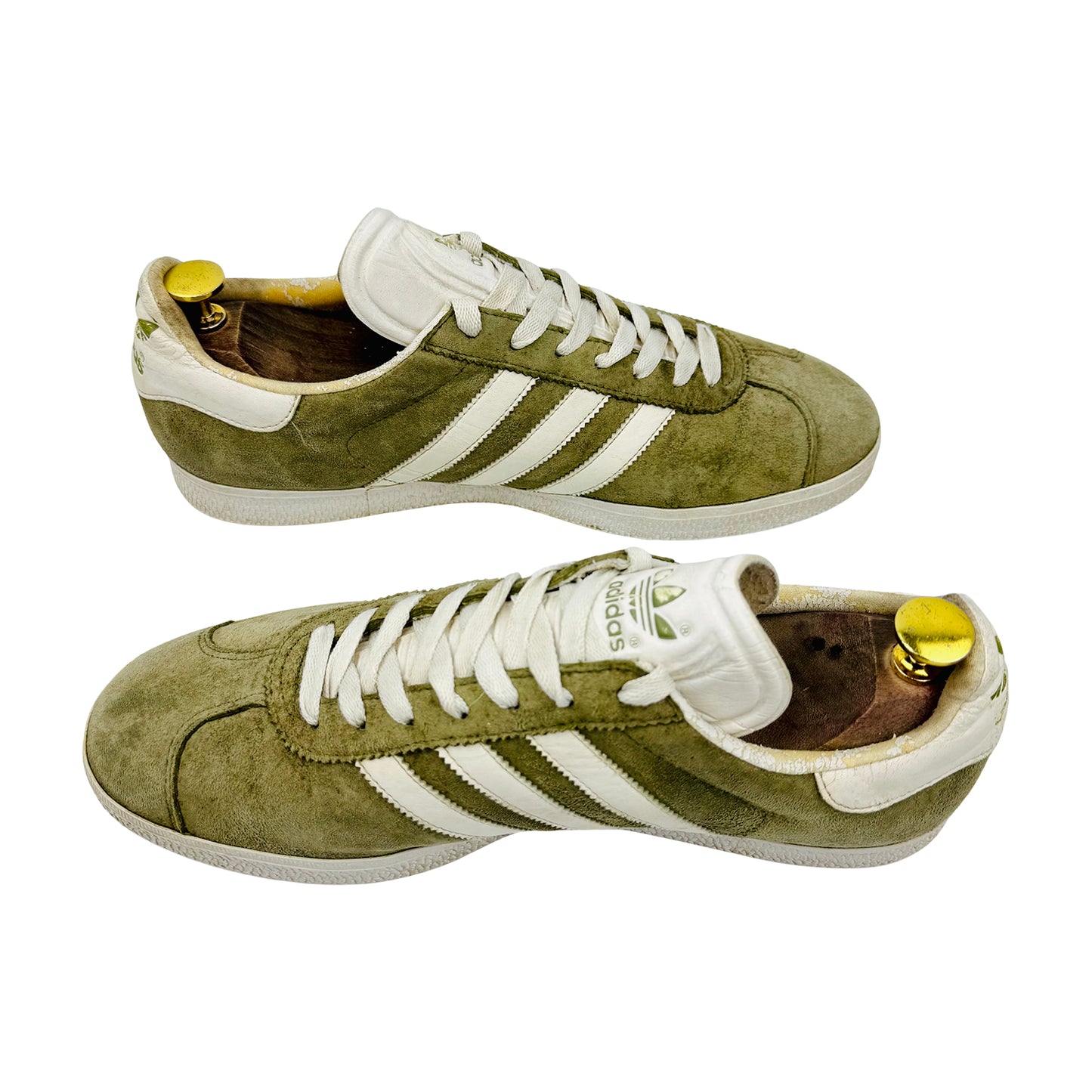 Adidas Men's Gazelle Olive White Sneakers (Size 43.5)