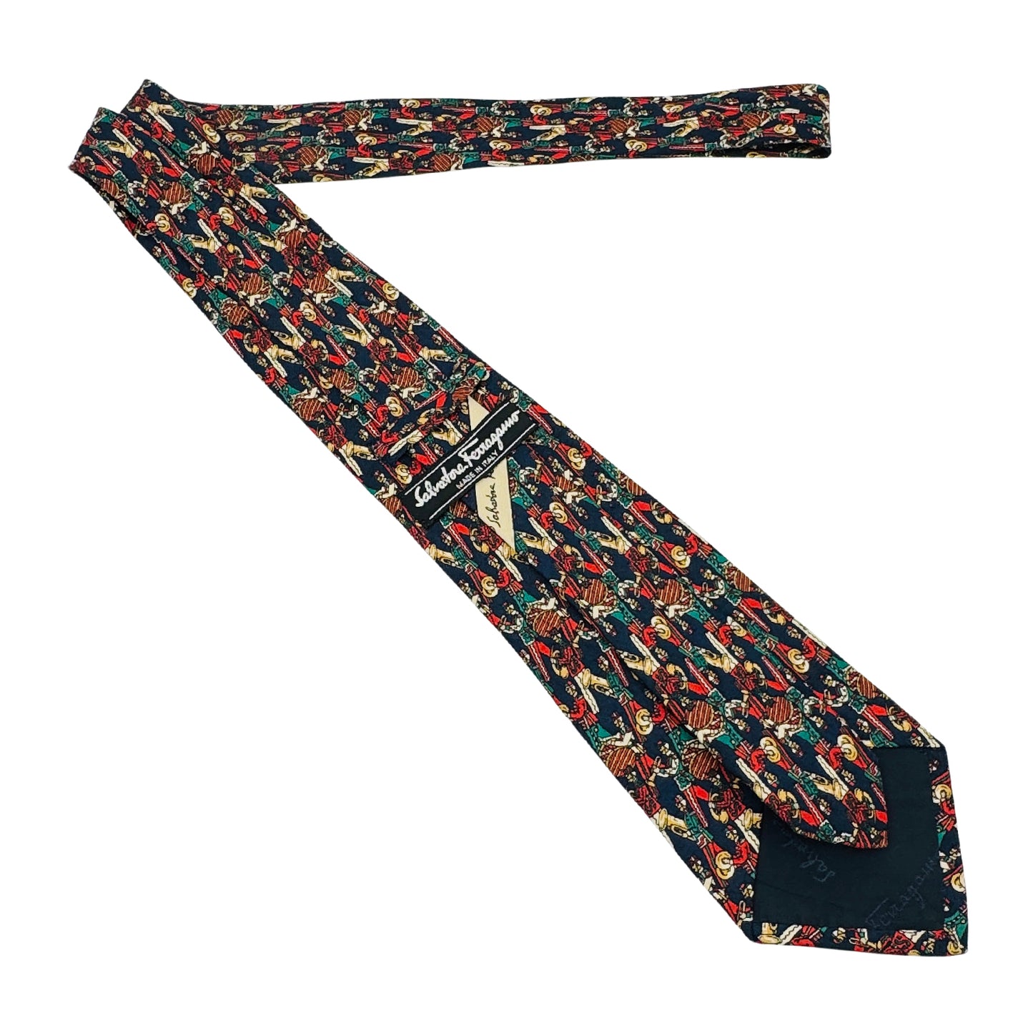 Salvatore Ferragamo Navy Blue 'Geometric Pattern' Tie (Size Regular)