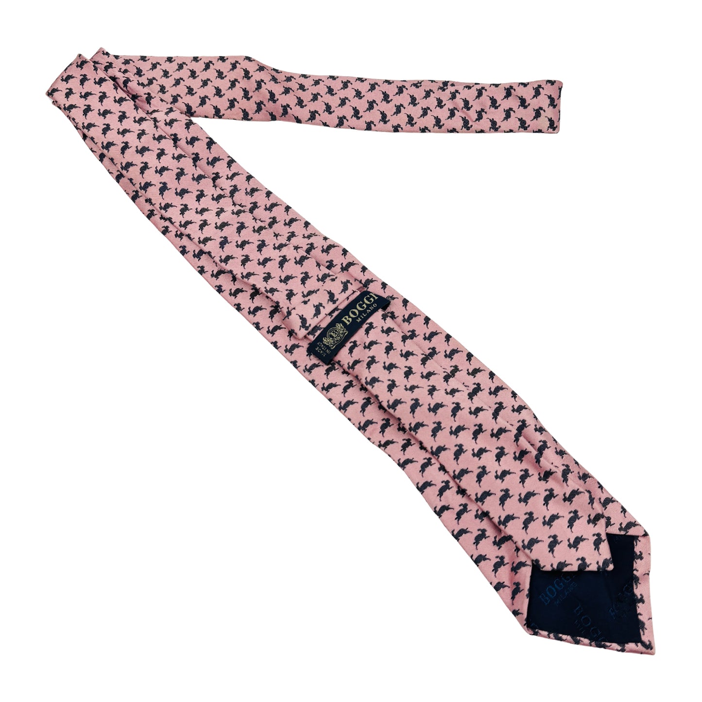 Boggi Milano Light Pink 'Black Rabbit Pattern' Tie (Size Regular)