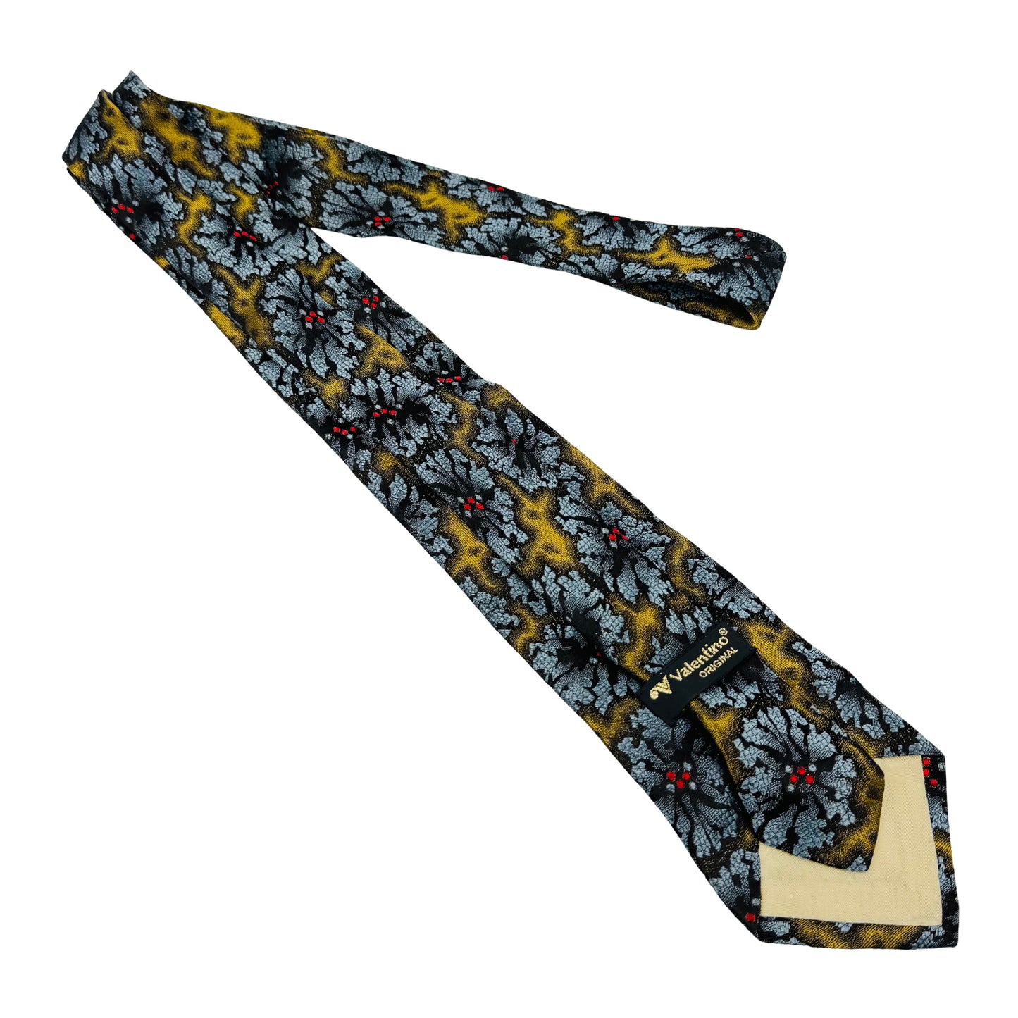 Valentino Black 'Foliage Pattern' Silk Tie (Size Regular)