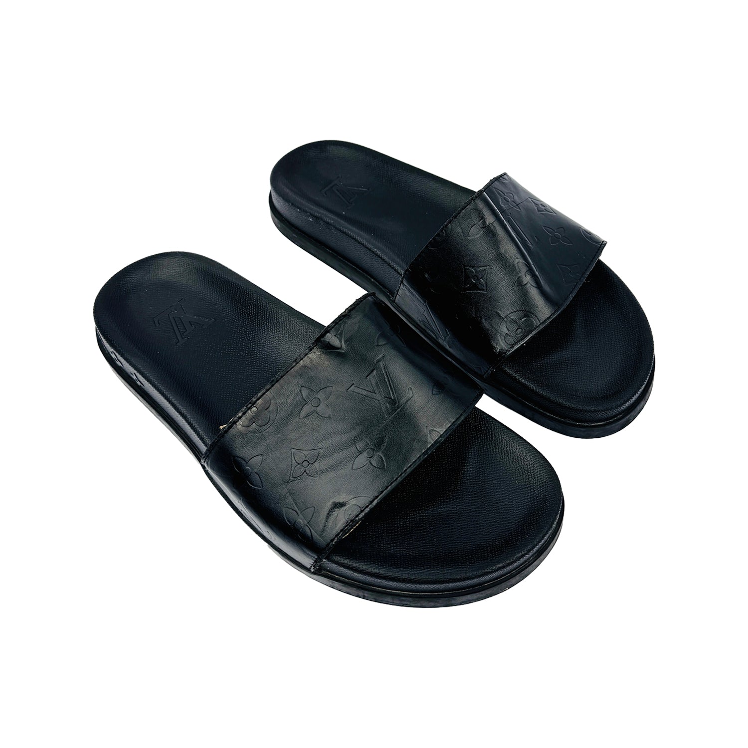 Right Side image of Louis Vuitton Monogram Black Slippers (Size 42.5/43) - 133540178