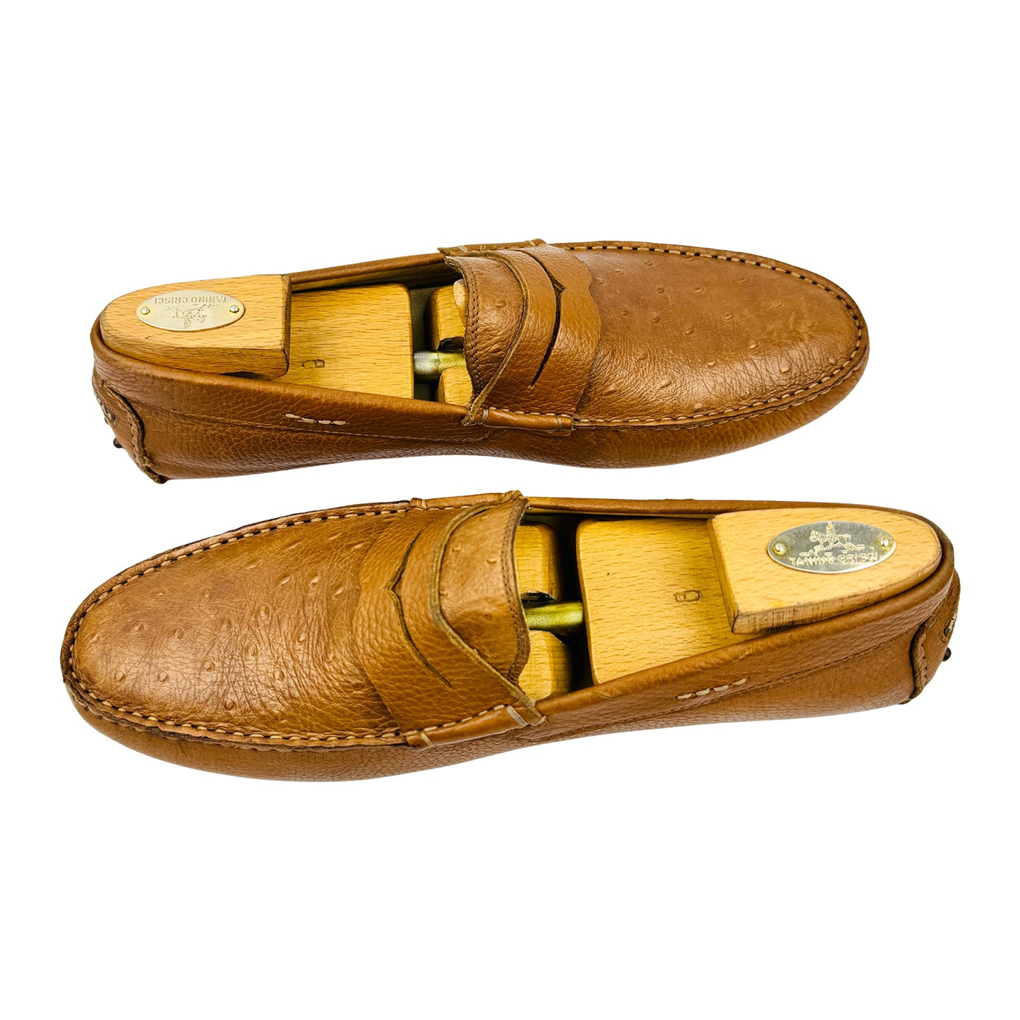 Florina Ostrich-Embossed Leather Loafers (Size 43)