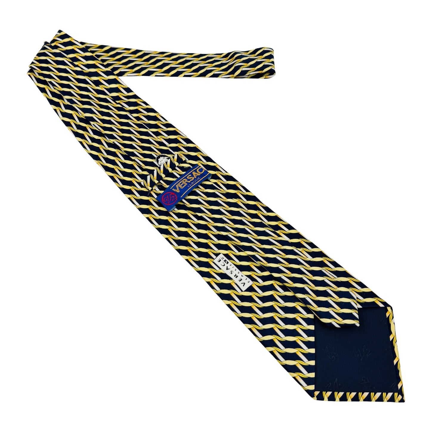 Versace Navy Blue 'Rope Pattern' Tie (Size Regular)