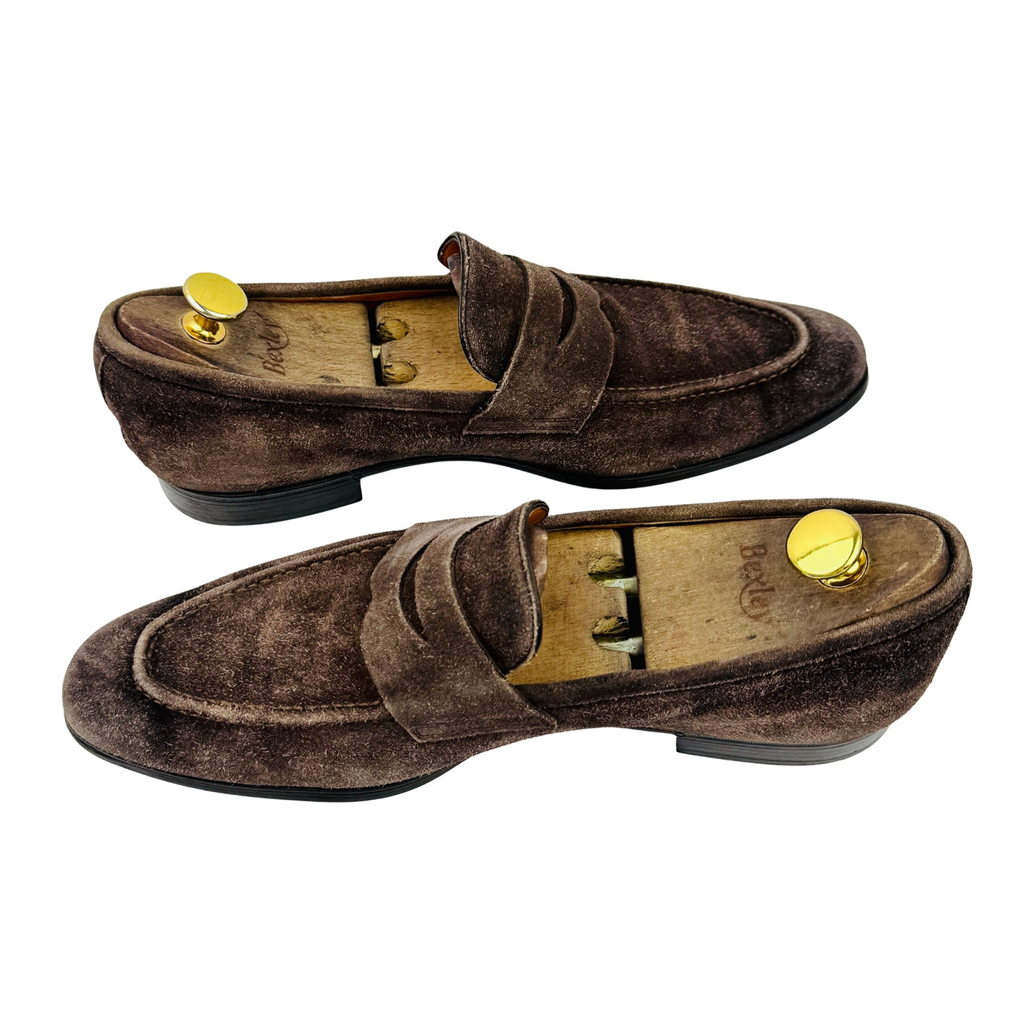 Santoni Men's Brown Suede Penny Loafers (Size 42)