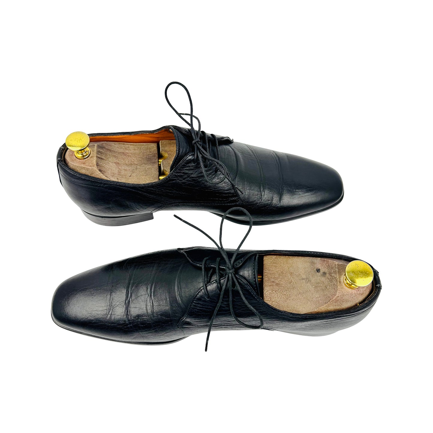 Santoni Men's Black Leather Italy Made Oxfords (Size 42)