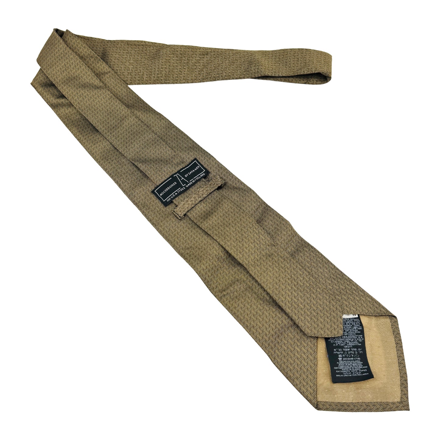 Zara Men Brown 'Geometric Woven Pattern' Tie (Size Regular)