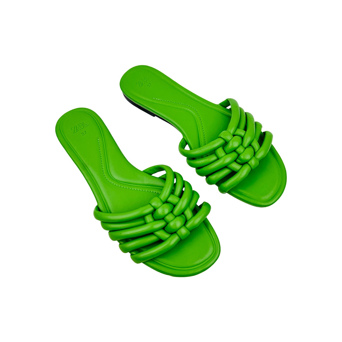 Zara Women's Green Leather Slippers (Size 37)