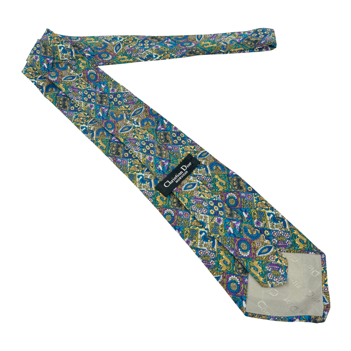 Christian Dior Multicolor 'Animal Motifs' Tie (Size Regular)