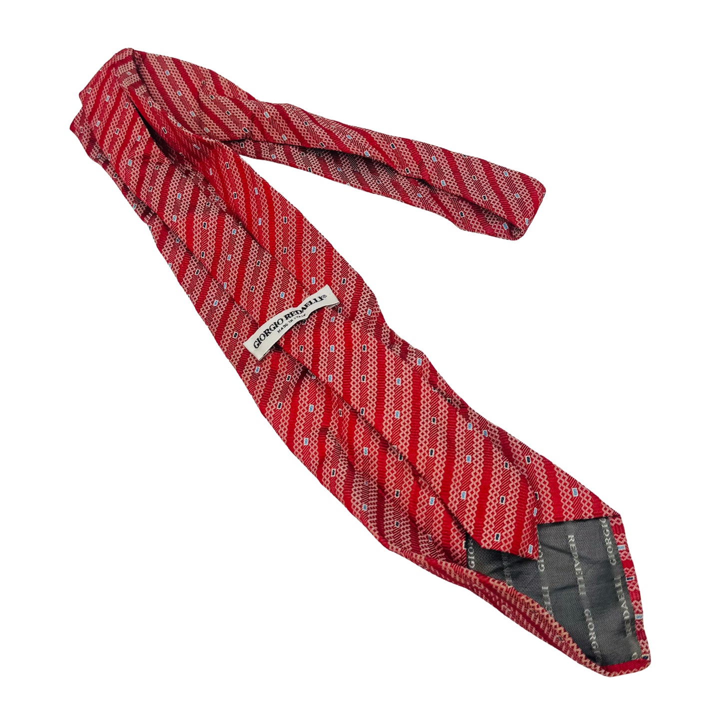 Giorgio Redaelli Red 'White Dot Stripe Patterm' Silk Tie (Size Regular)