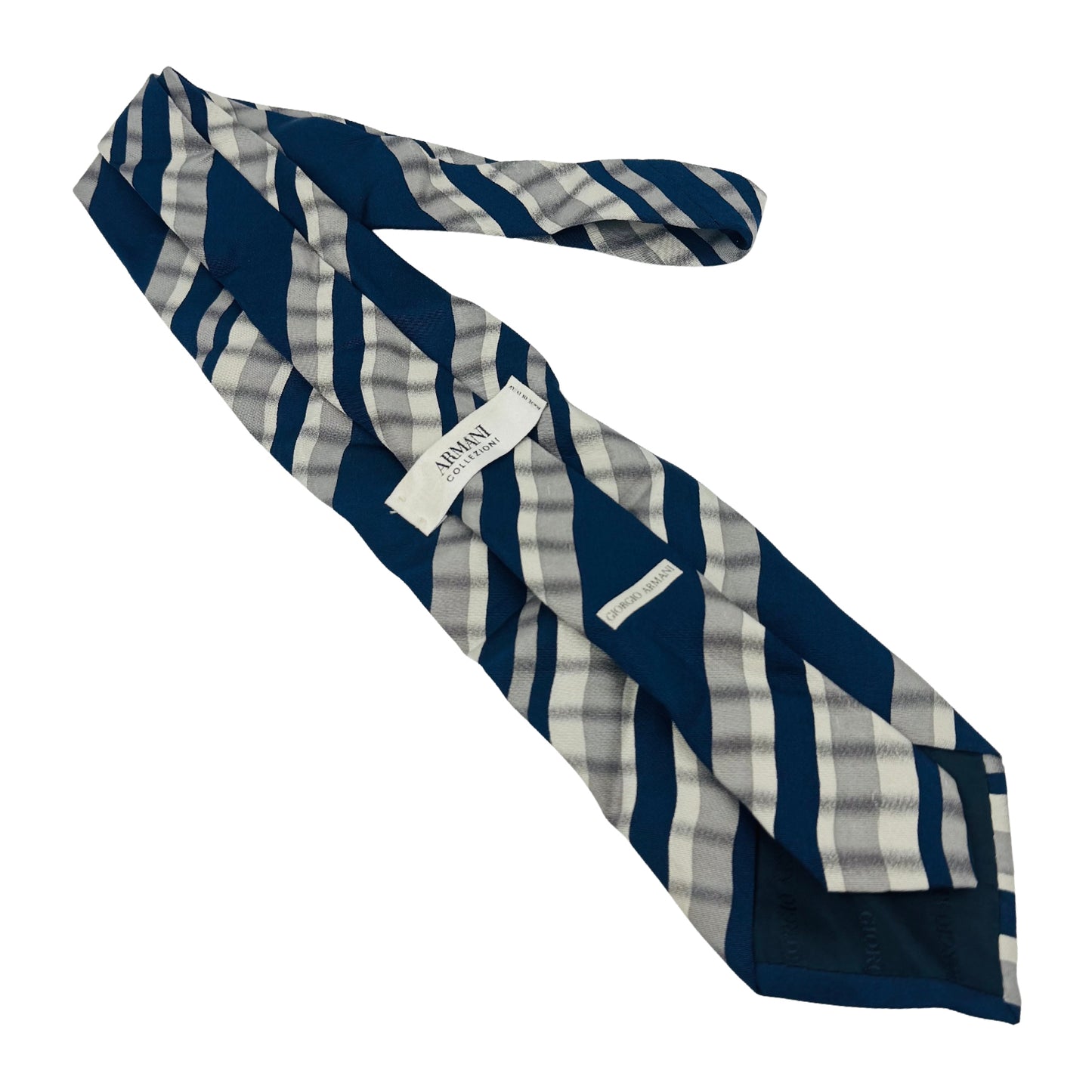 Giorgio Armani Blue 'Wavy Diagonal Stripes' Tie (Size Regular)