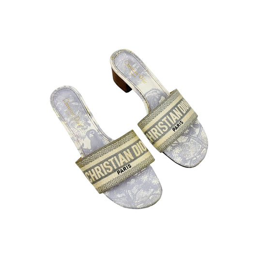 Dior Women's Dway Grey Heeled Slides (Size 39)