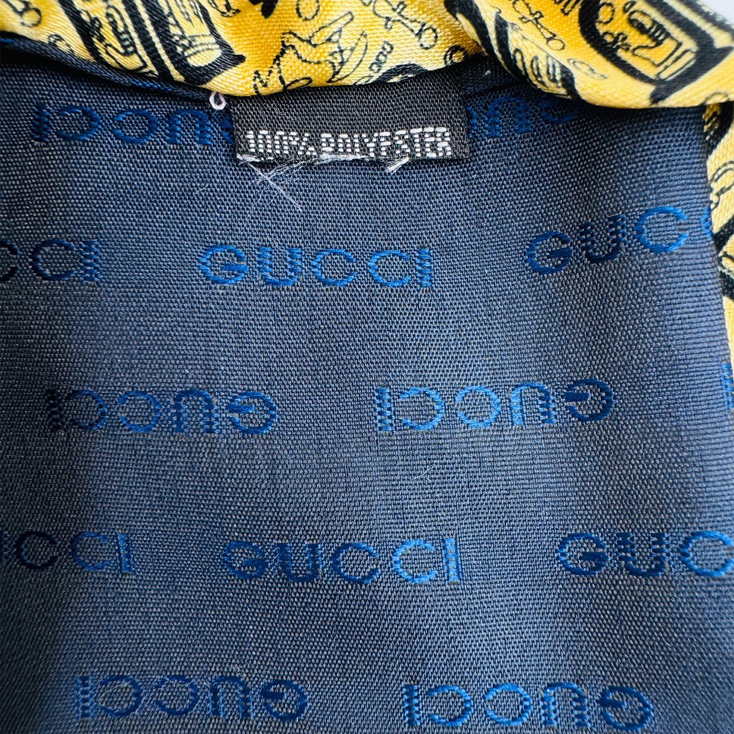 Gucci Gold 'Egyptian Pattern' Tie (Size Regular)