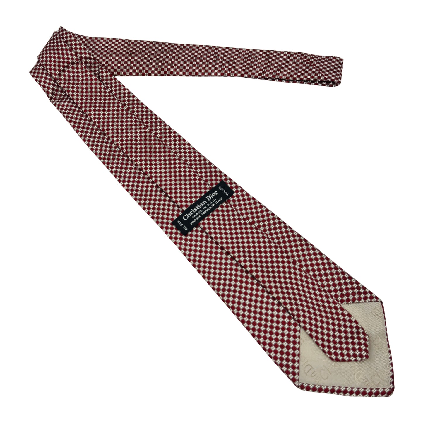 Christian Dior Burgundy 'Checkered Squares' Tie (Size Regular)