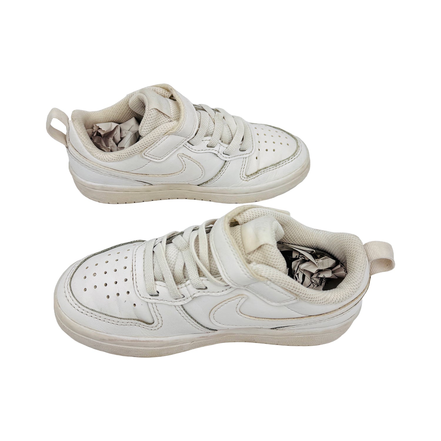 Cross image of Nike Kid's Court Borough Low 2 Shoes (Size 28) - BQ5451-100