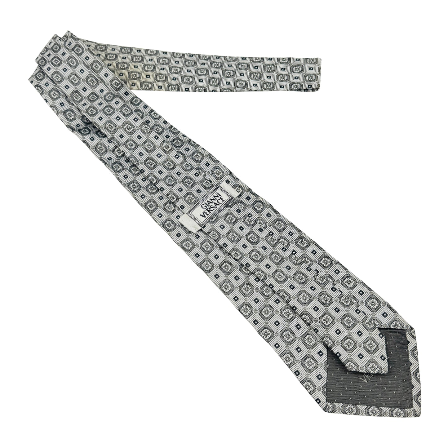 Gianni Versace Black 'Geometric Pattern' Tie (Size Regular)