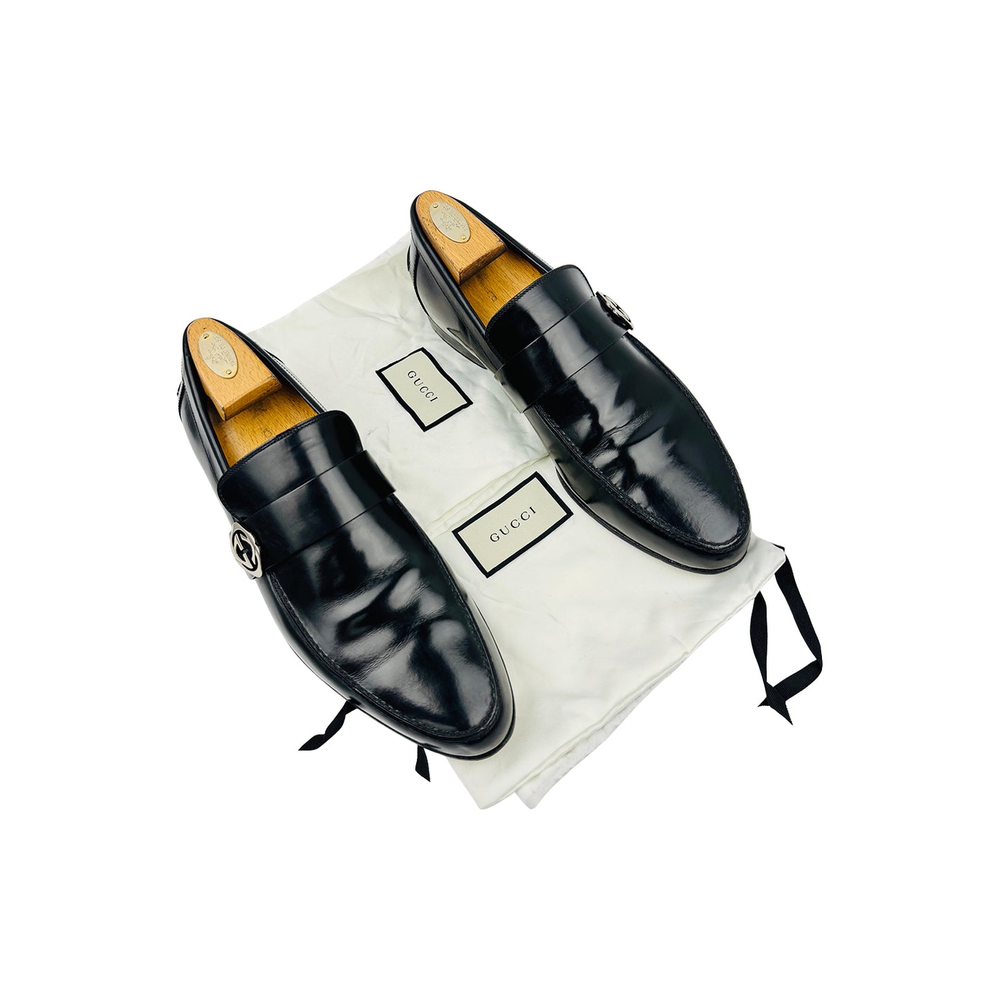 Gucci Men's Interlocking G Black Leather Loafers (Size 42.5)