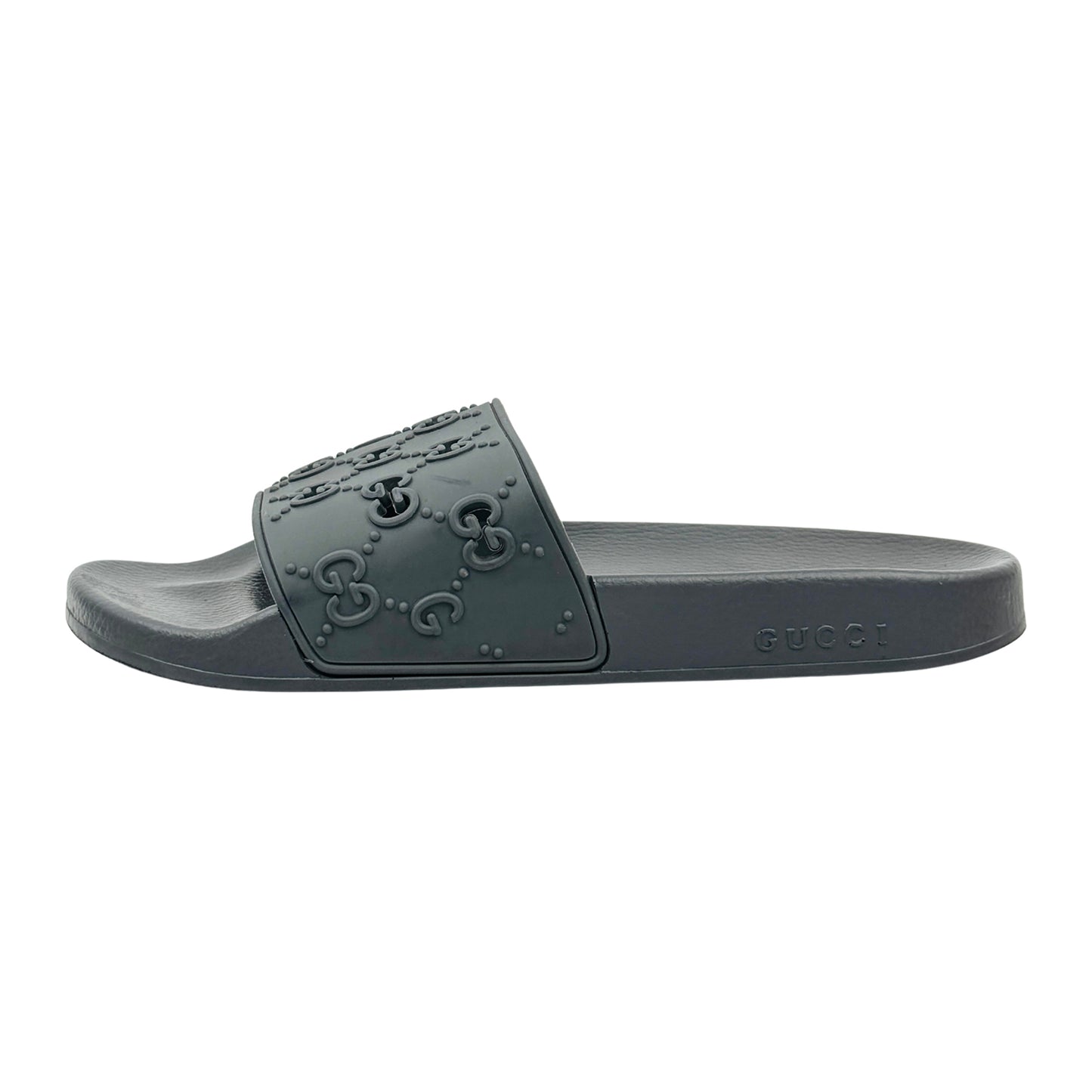 Gucci Men's Grey Rubber GG Slides (Size 43/44)