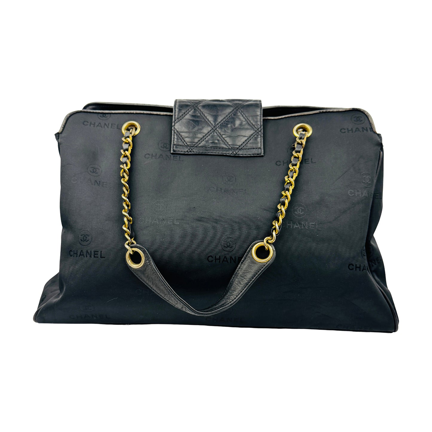 Chanel CC Black Jacquard Nylon French Made Handbag