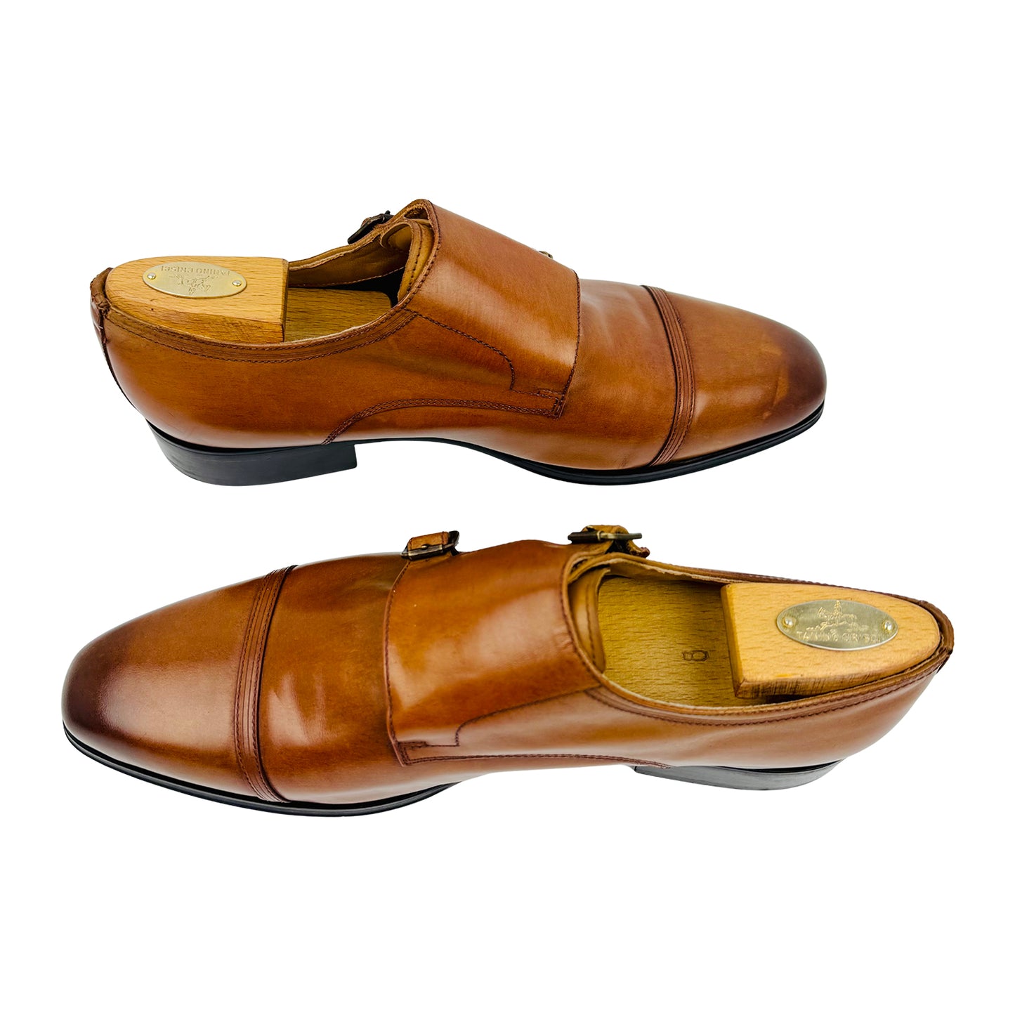 Dune London Men's Brown Leather Monkstrap Shoes (Size 43)