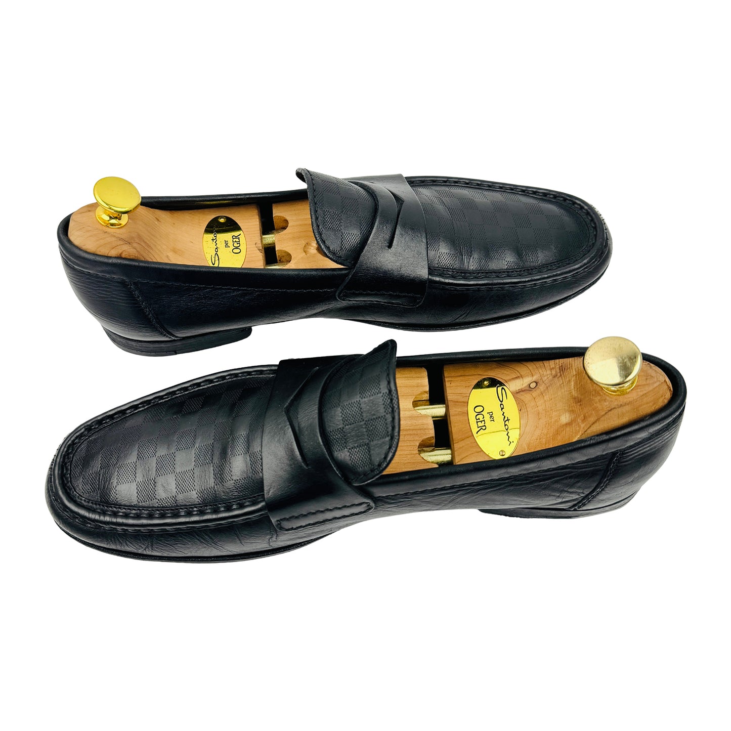 Louis Vuitton Black Damier Infiniti Embossed Leather Loafers (Size 43)