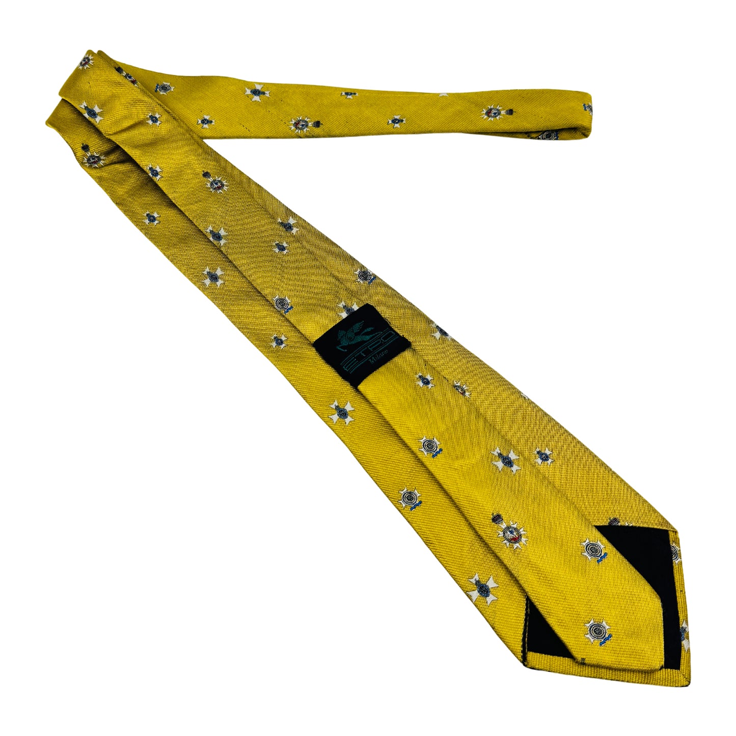 Etro Milano Golden Yellow 'Emblem Motifs' Tie (Size Regular)