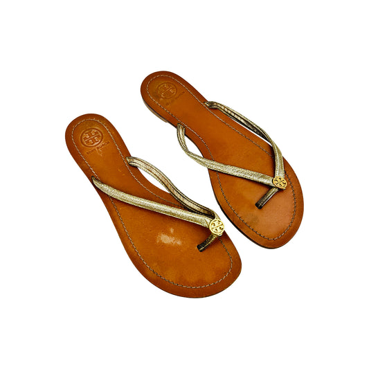 Tory Burch Terra Leather Flip Flops (Size 39)