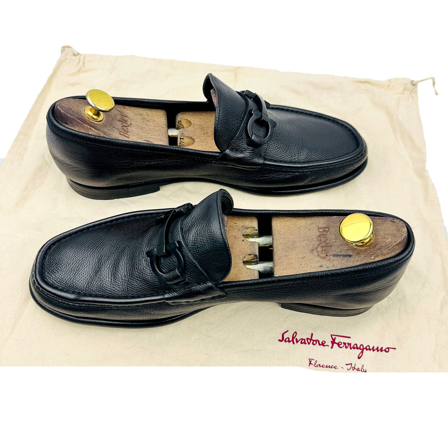 Salvatore Ferragamo Pebbled Leather Gancini Bit Loafers (Size 43)