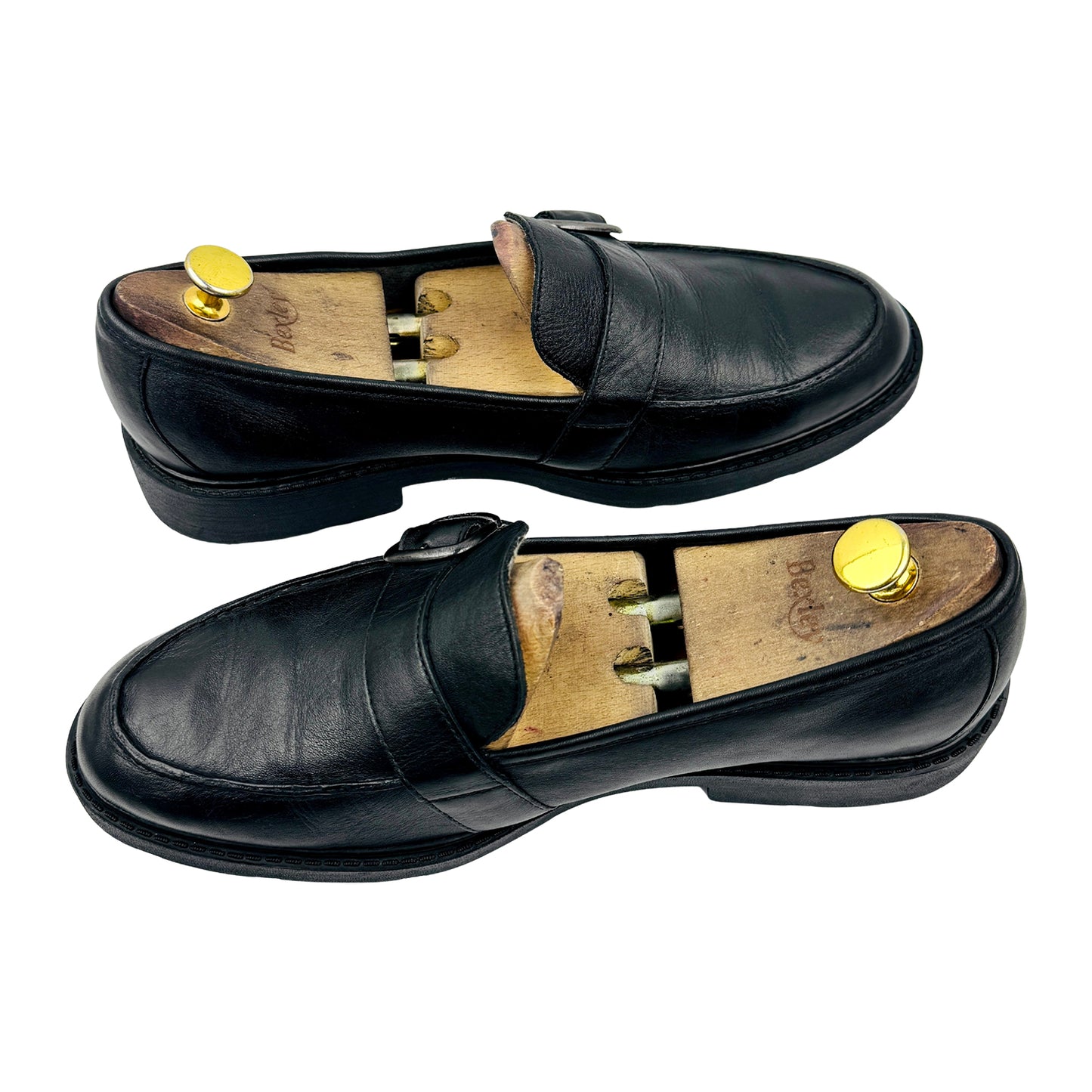Chaps Wilder Black Leather Buckle Loafers (Size 43.5)