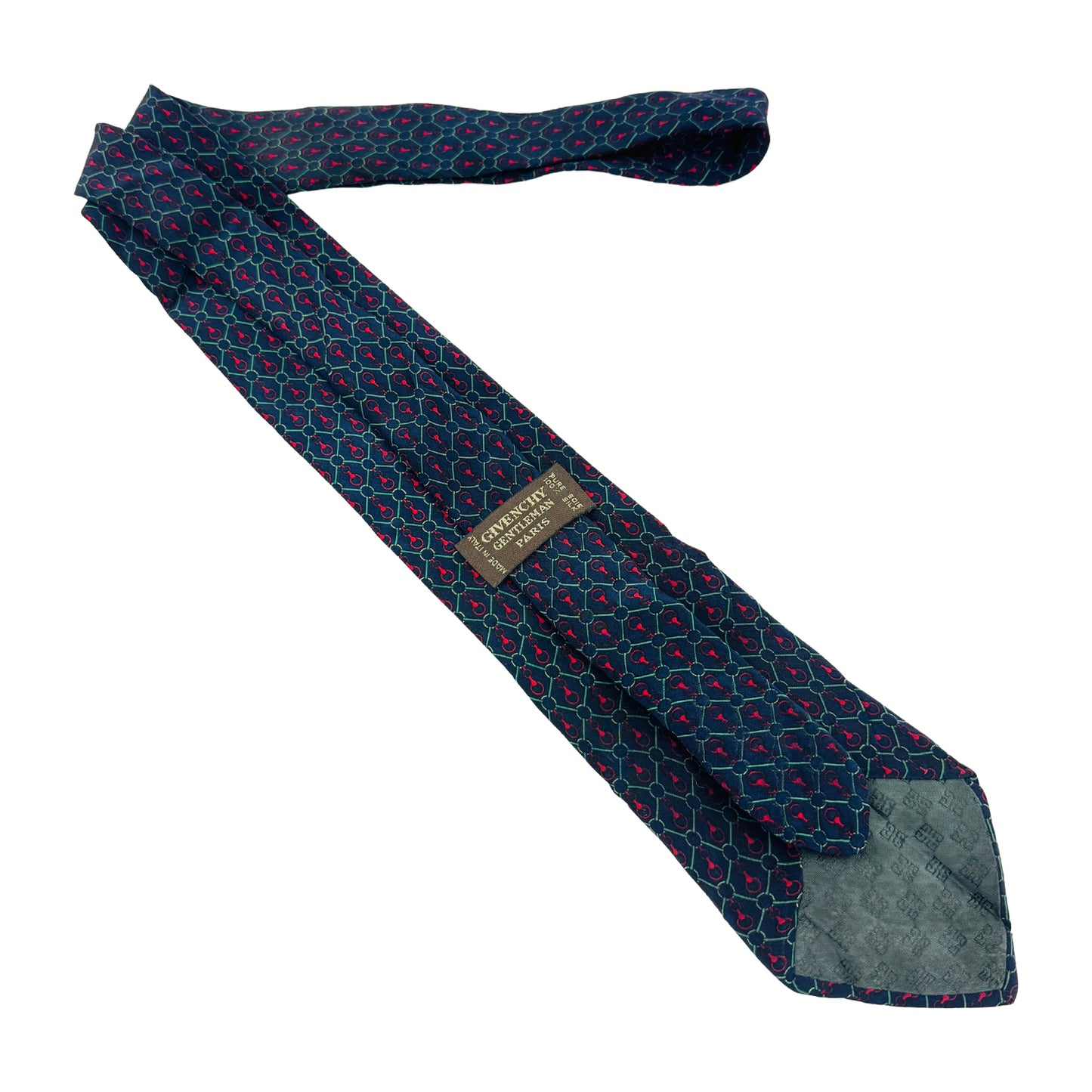 Givenchy Navy Blue 'Chain Pattern' Tie (Size Regular)