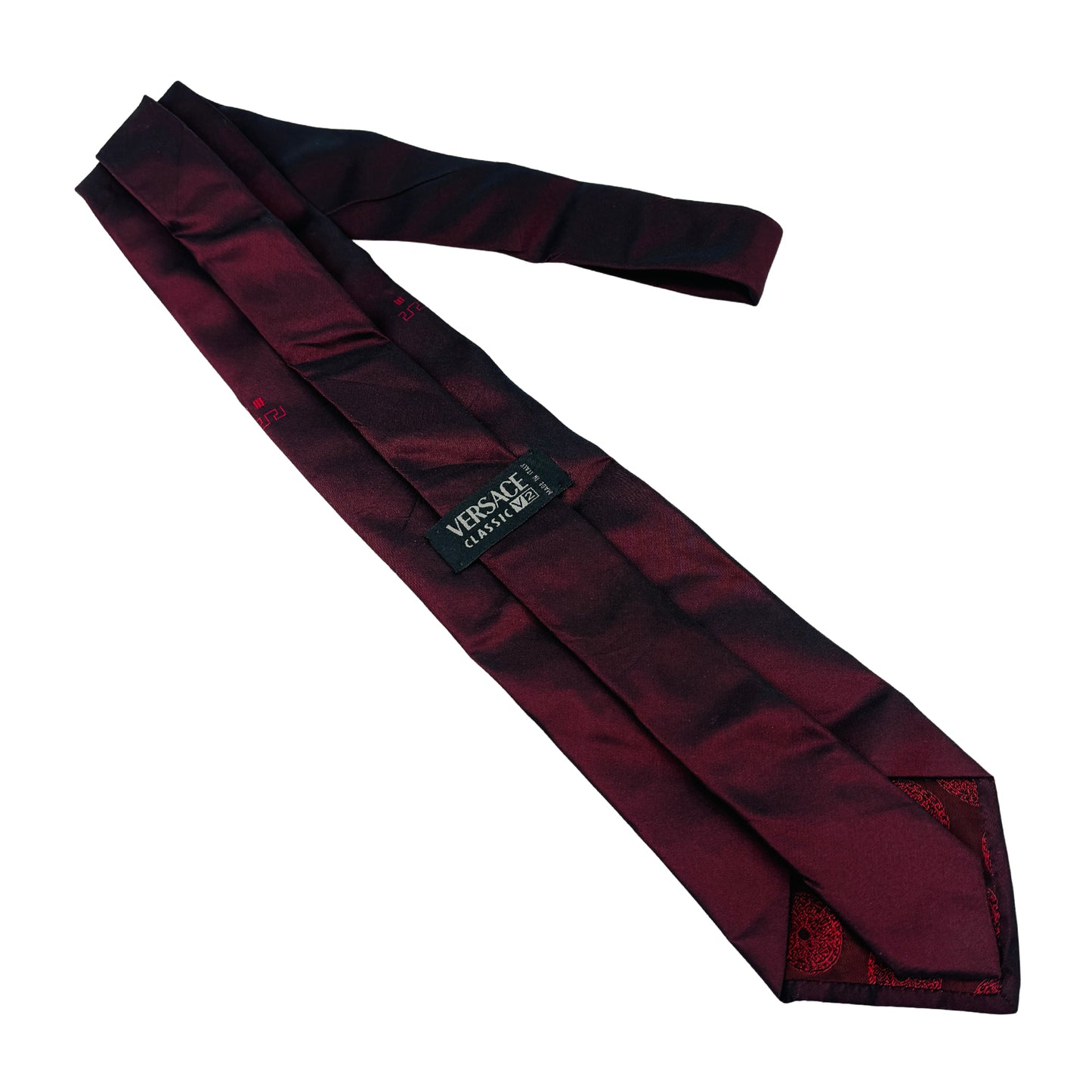Versace Burgundy 'Black Shaded Pattern' Tie (Size Regular)
