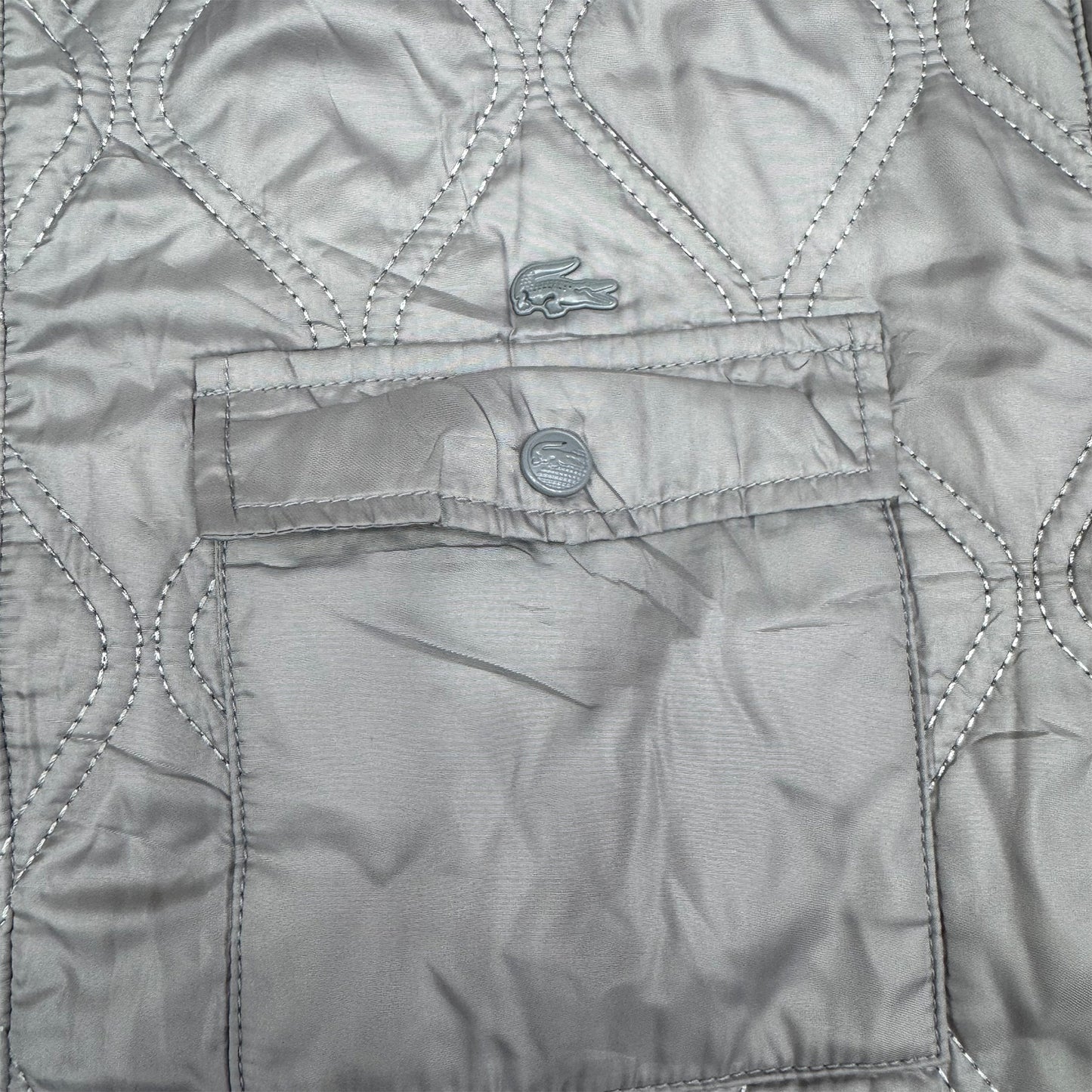 Lacoste Grey Quilted Zip-Up Jacket (Size Small)