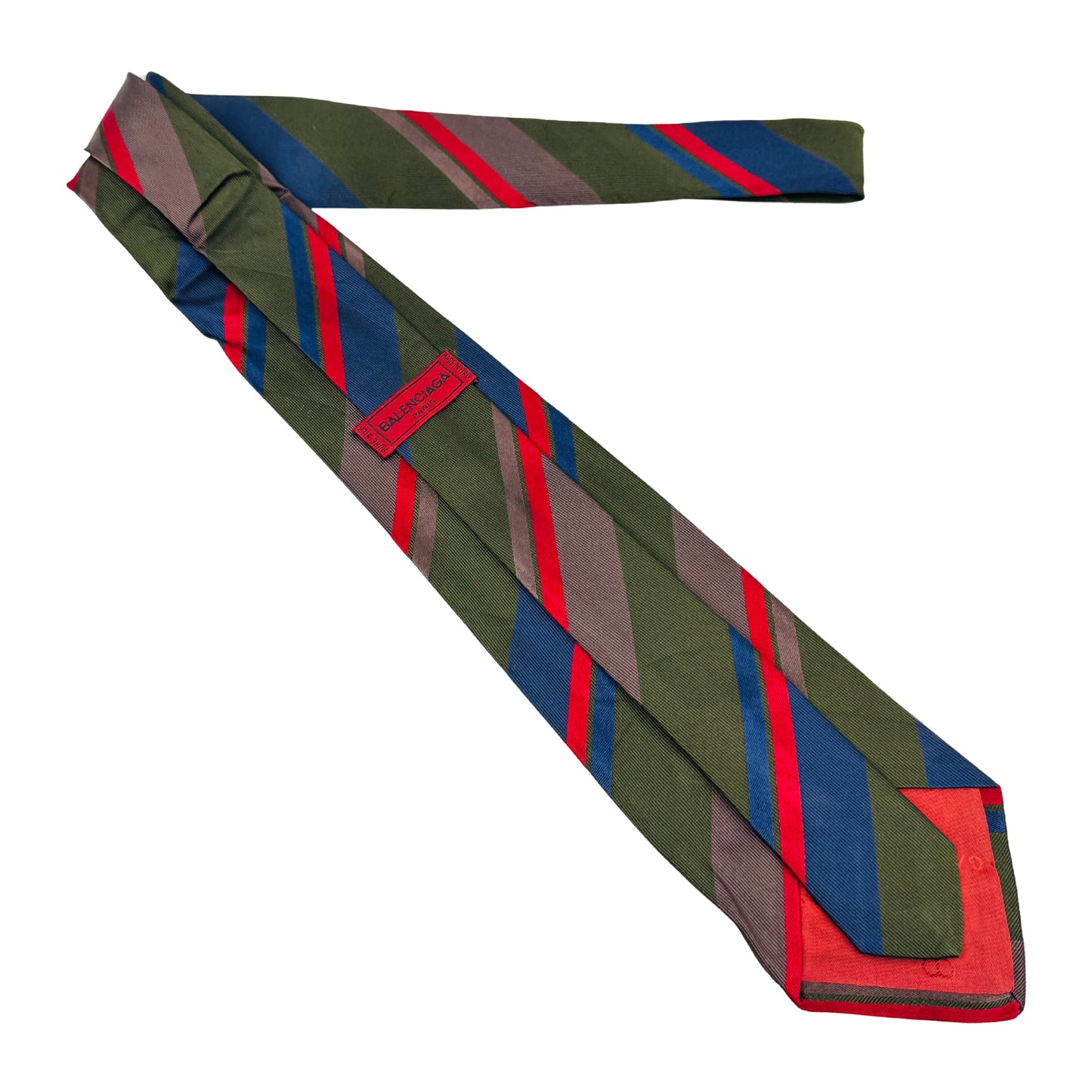 Balenciaga Olive Green 'Diagonal Stripes' Tie (Size Regular)