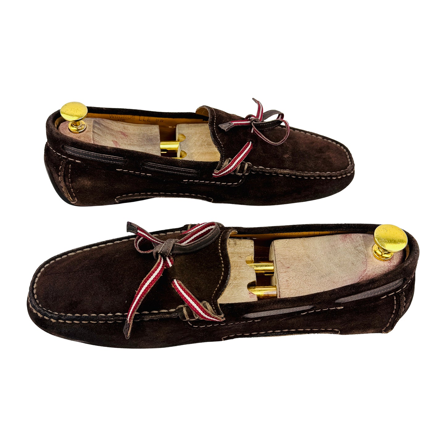 Bally Men's Striped Ribbon Suede Brown Loafers (Size 42.5)