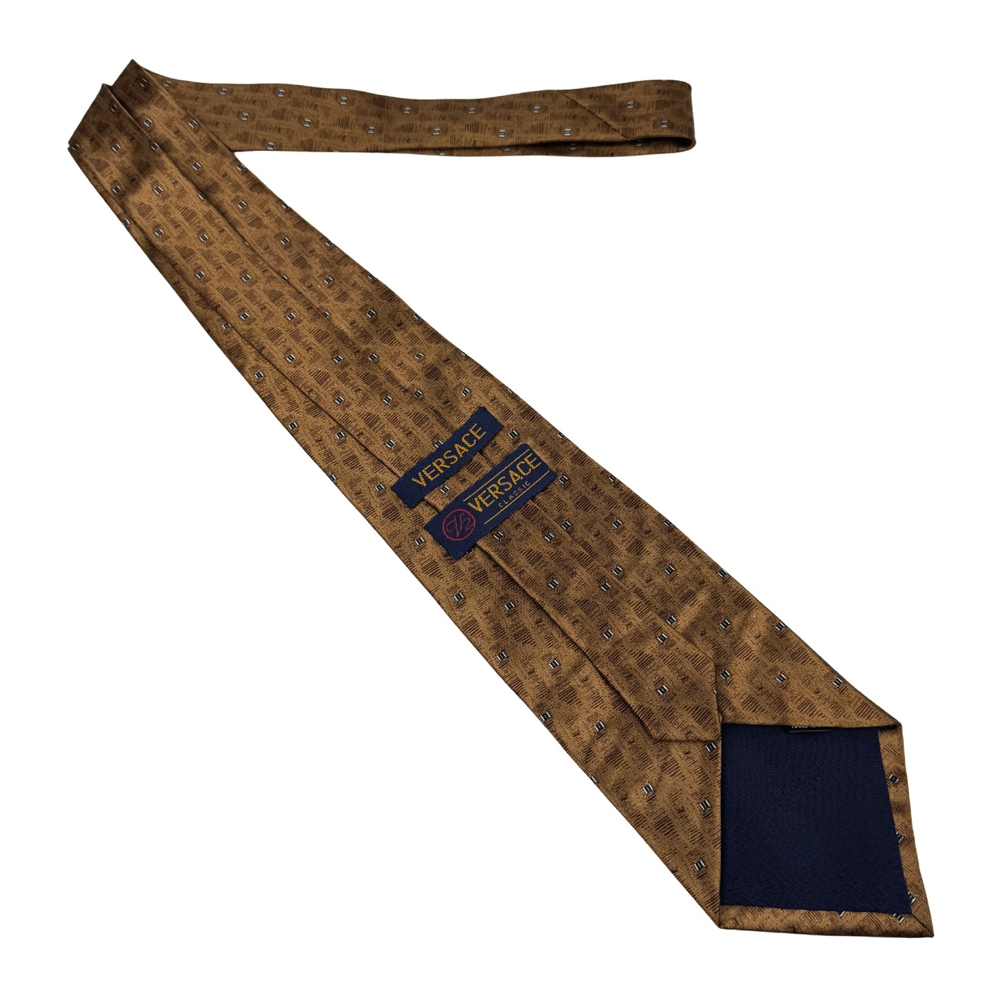 Versace Bronze 'Square Motifs' Silk Tie (Size Regular)