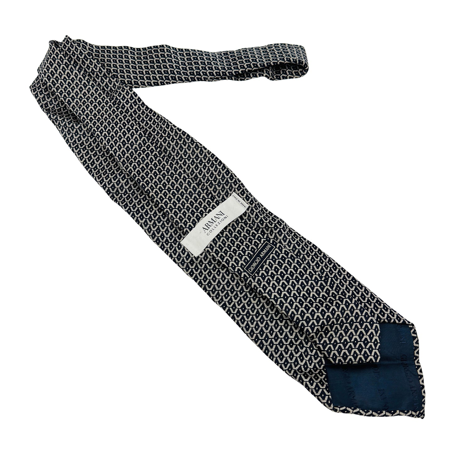 Armani Dark Navy 'Geometric Pattern' Tie (Size Regular)