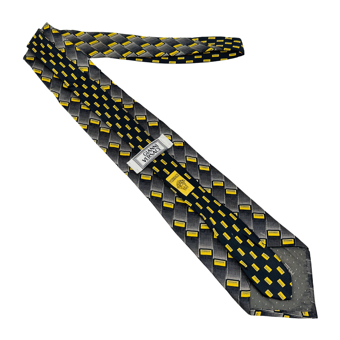 Gianni Versace Black 'Geometric Grid Pattern' Tie (Size Regular)