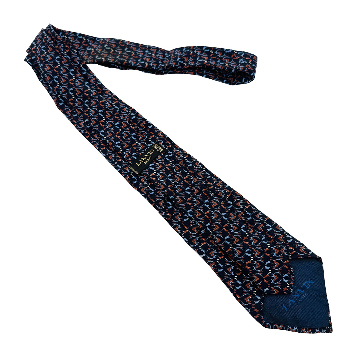 Lanvin Navy Blue 'Repeating Pattern' Silk Tie (Size Regular)